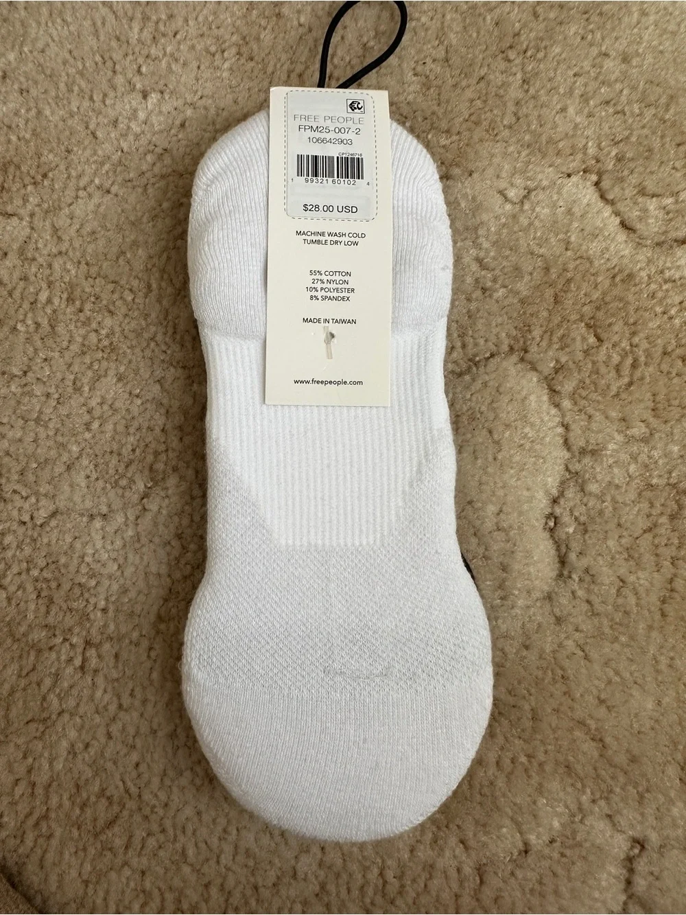 FP Movement by Free People Ankle Sock 2-Pack - Black & White with Green Trim